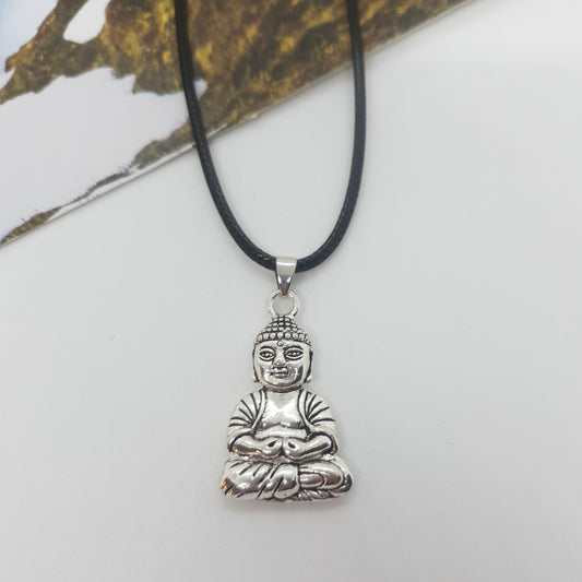 Silver Meditation Buddha Necklace