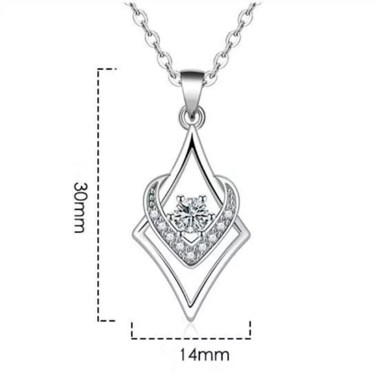 Sterling Silver Rhombus Design Zircon Necklace