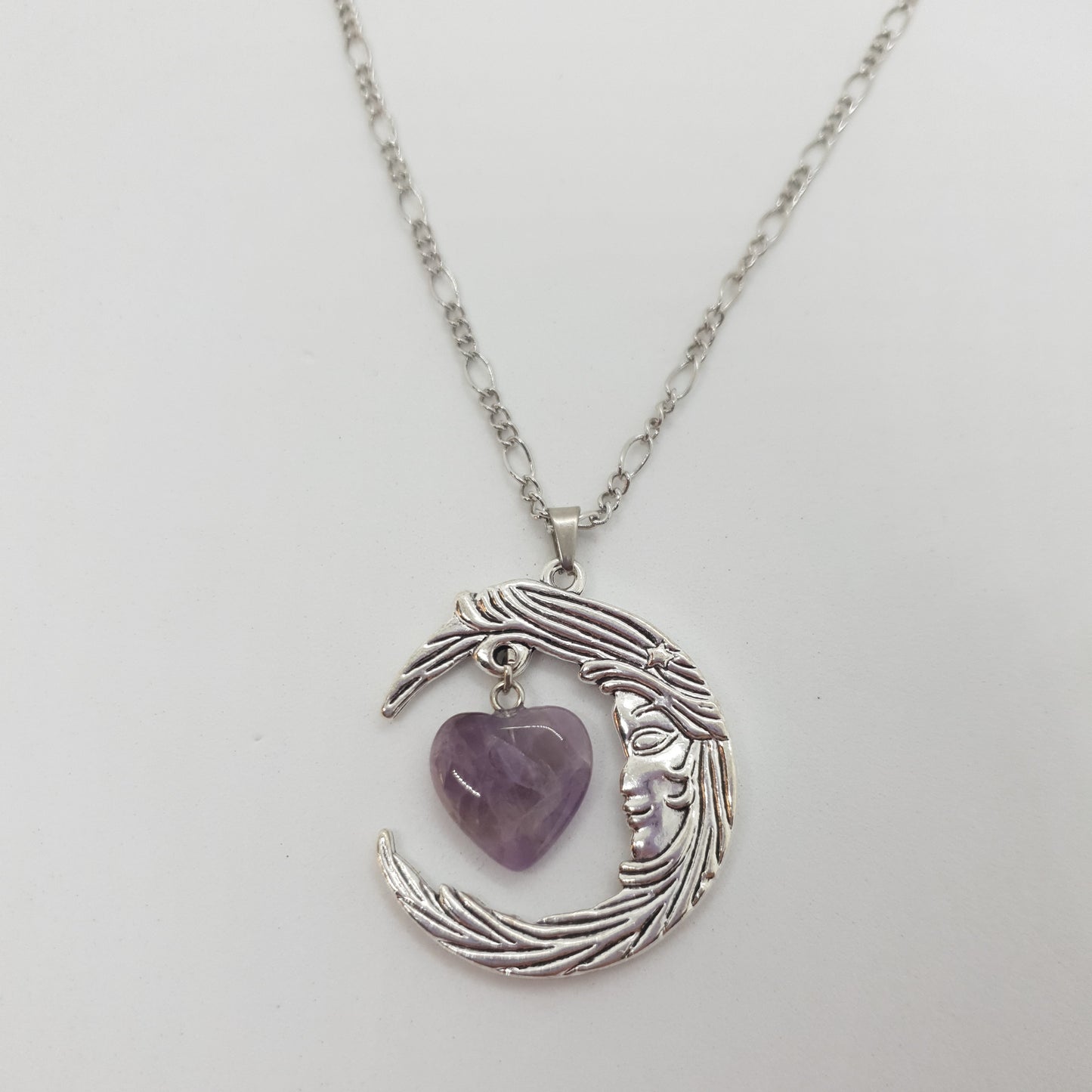 Amethyst Moon Face Necklace