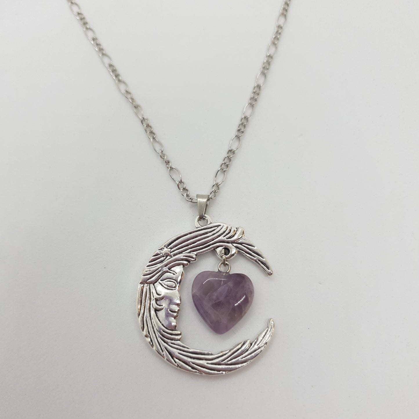 Amethyst Moon Face Necklace