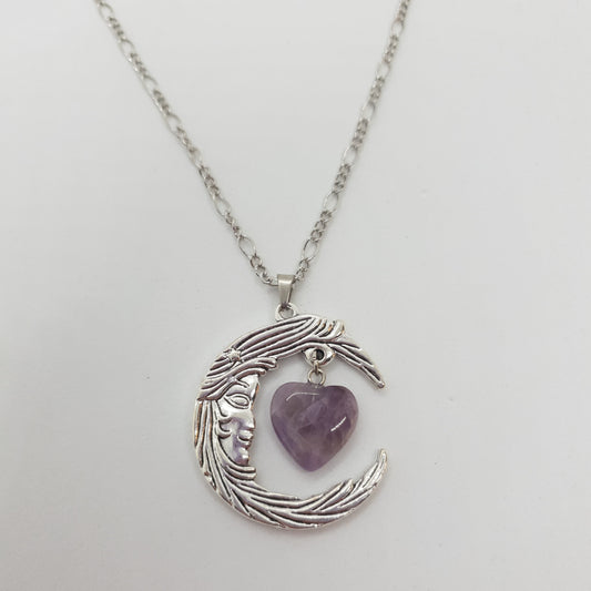 Amethyst Moon Face Necklace