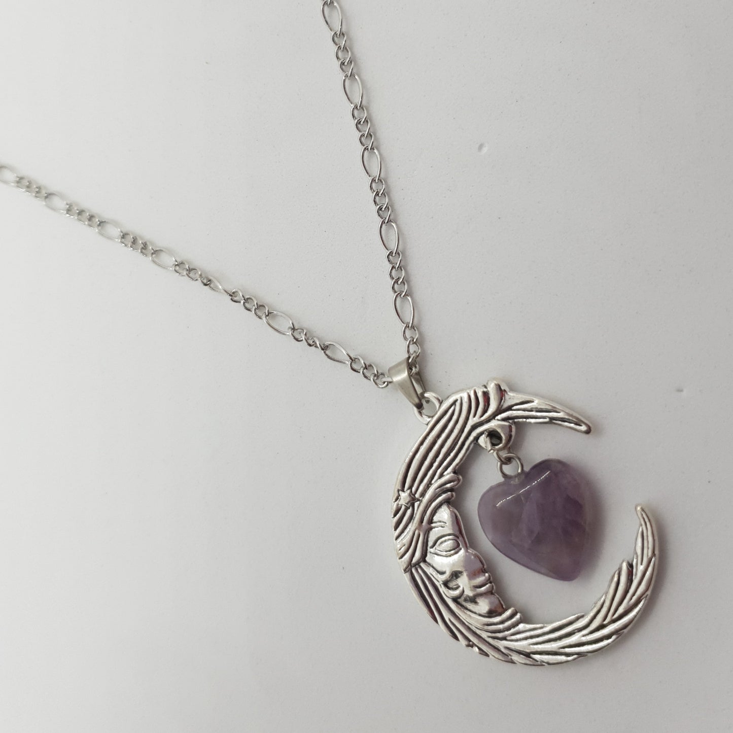 Amethyst Moon Face Necklace