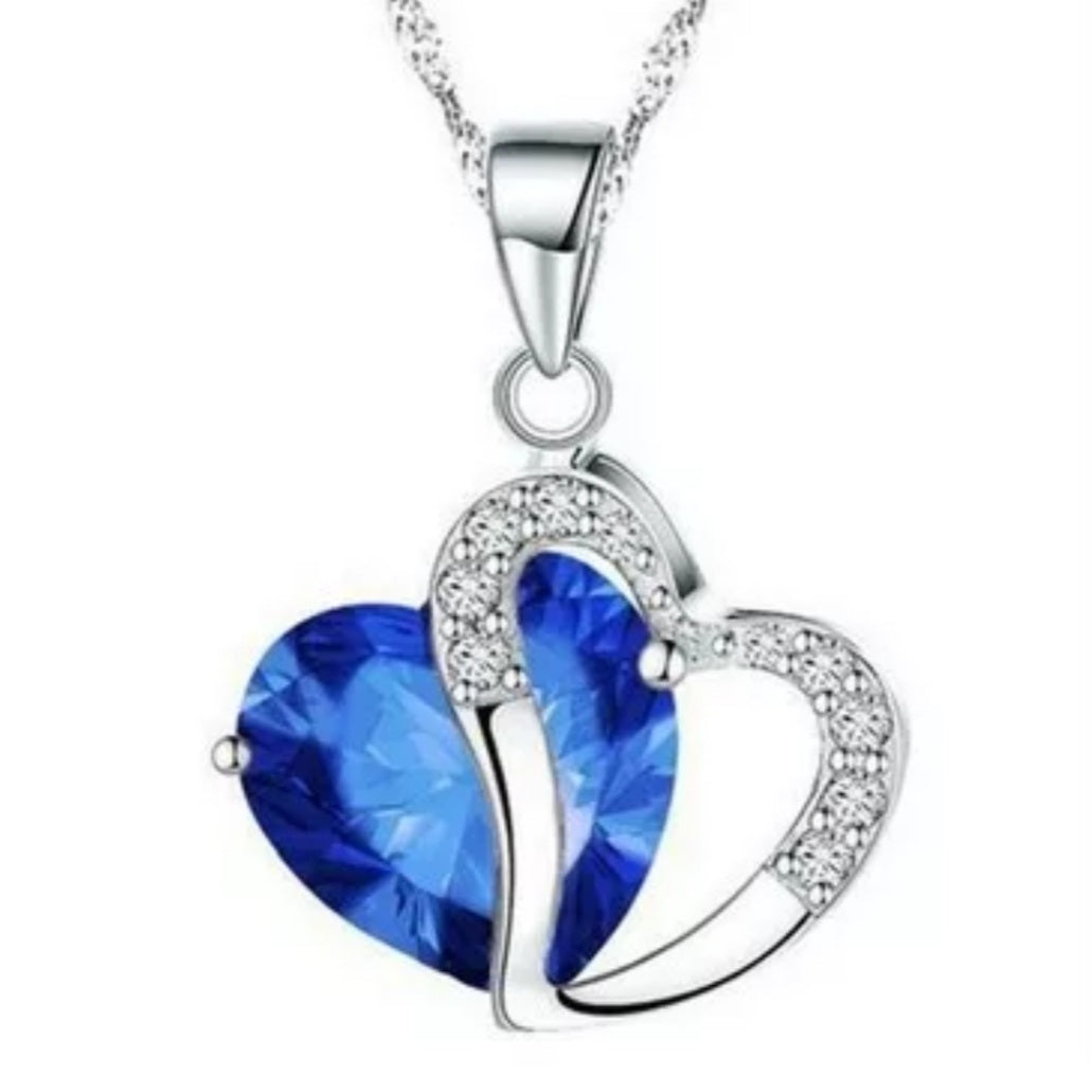 Silver Crystal Power Heart Pendant Necklace