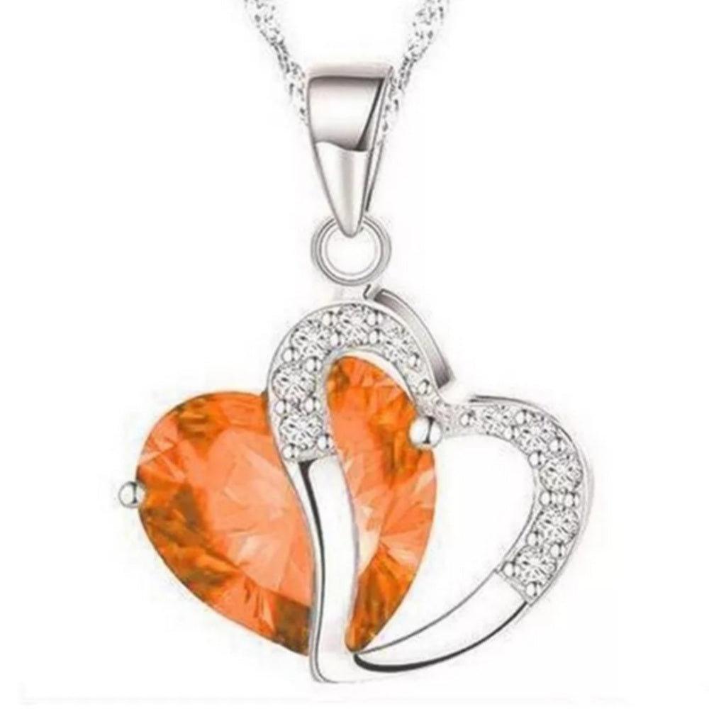 Silver Crystal Power Heart Pendant Necklace