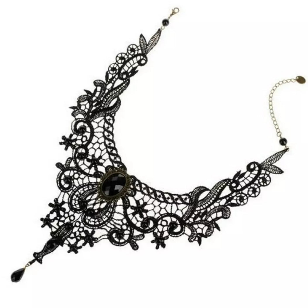 Gothic Black Lace Choker Necklace