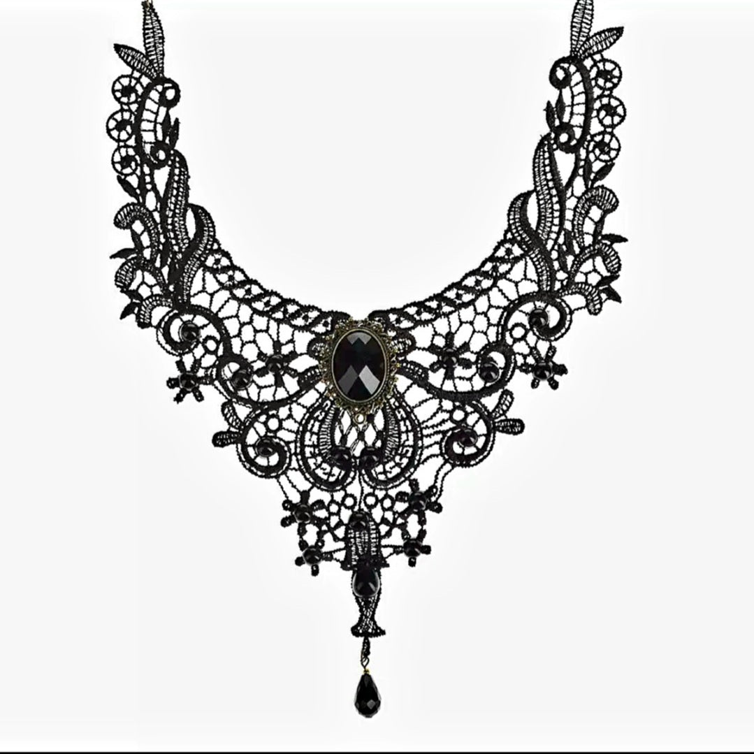 Gothic Black Lace Choker Necklace