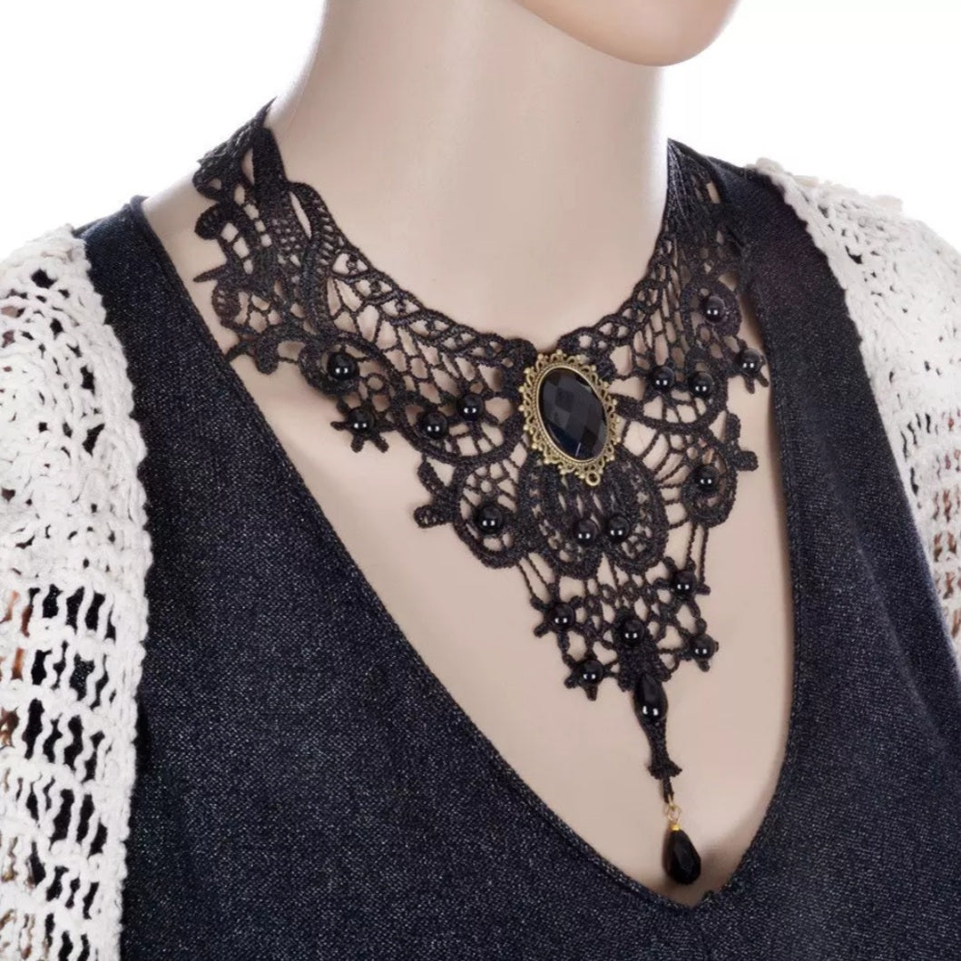 Gothic Black Lace Choker Necklace