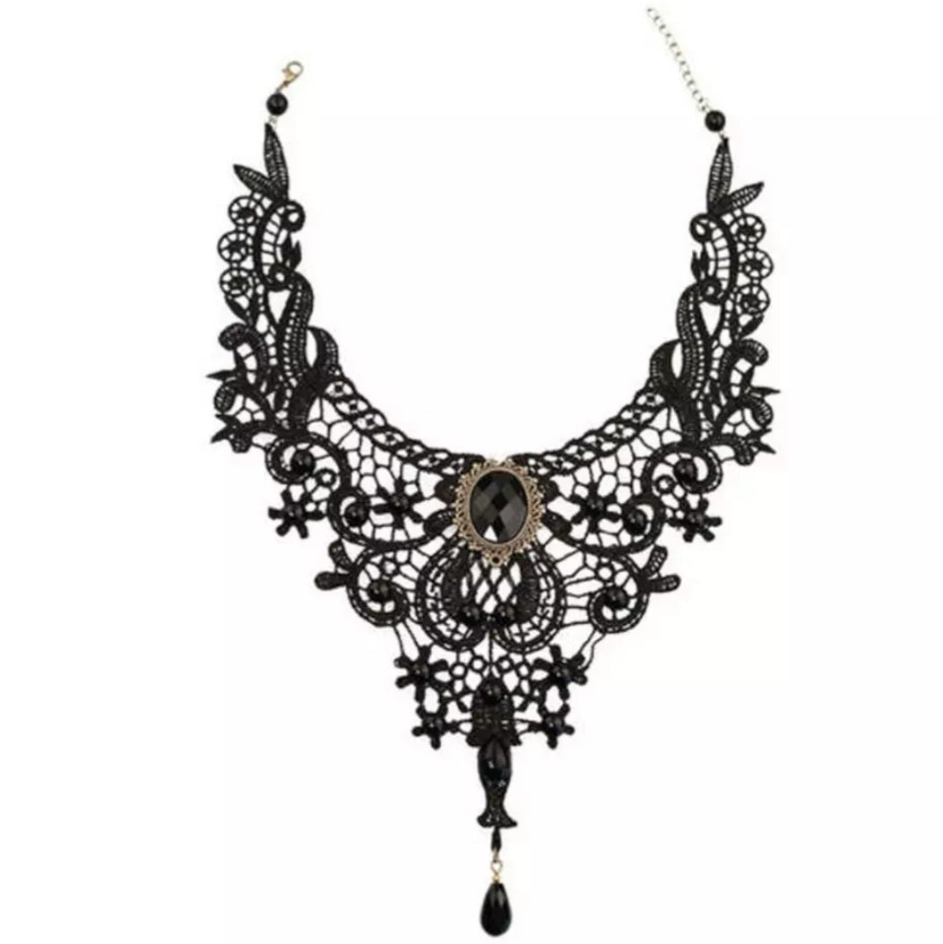 Gothic Black Lace Choker Necklace