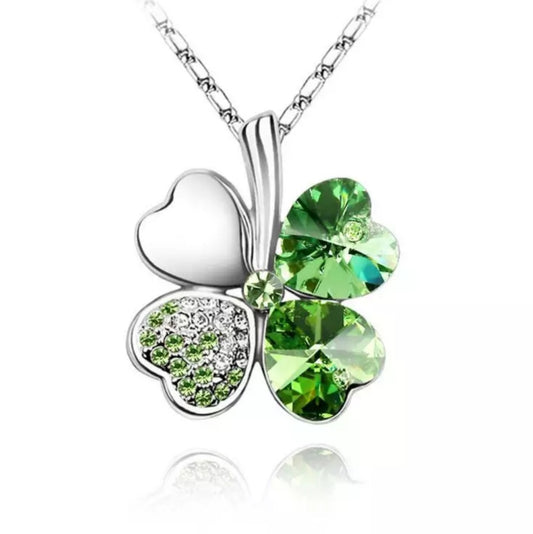 Happiness Lucky 4 Leaf Clover Pendant Necklace