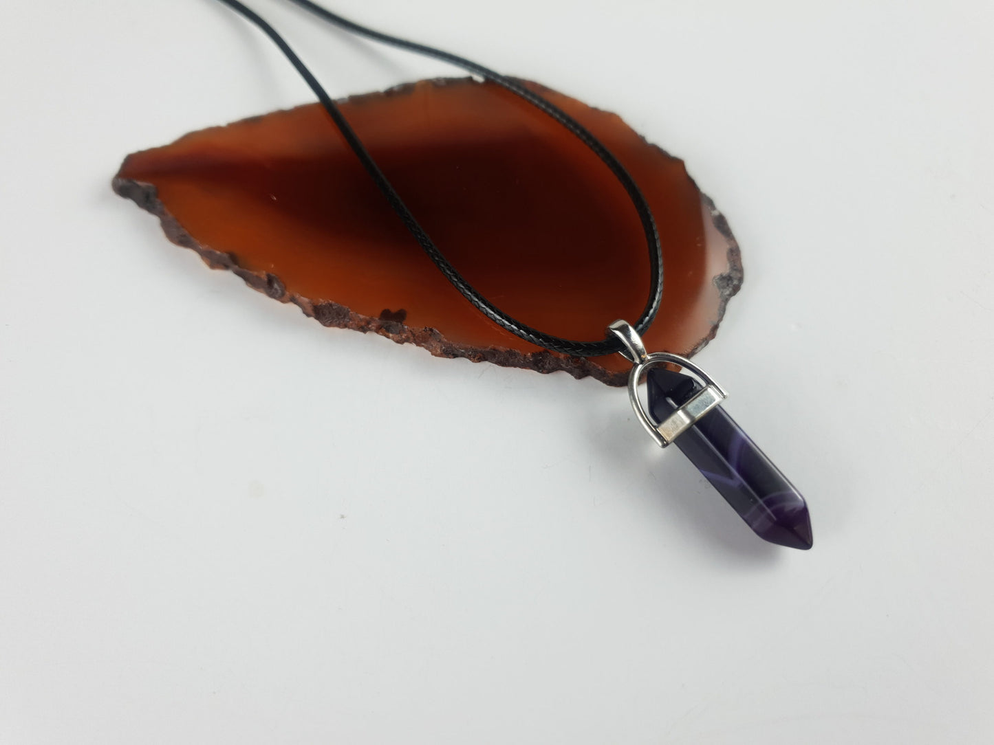 Stripe Onyx Pillar Pendant Necklace