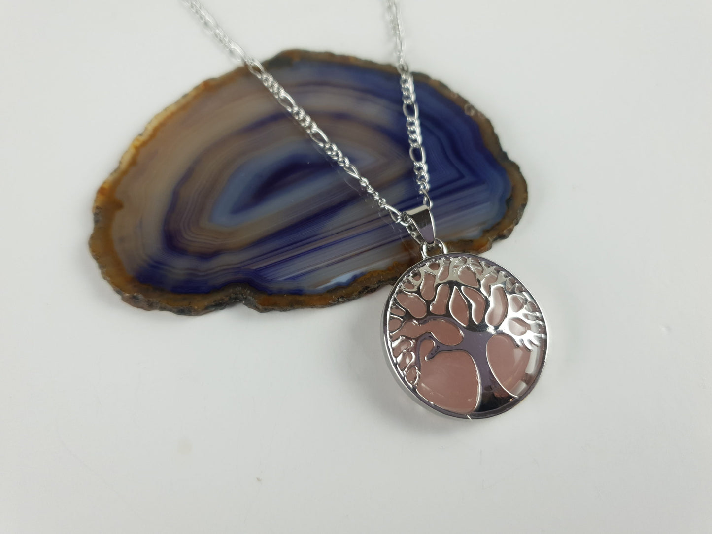 Silver Natural Stone Tree Of Life Necklace