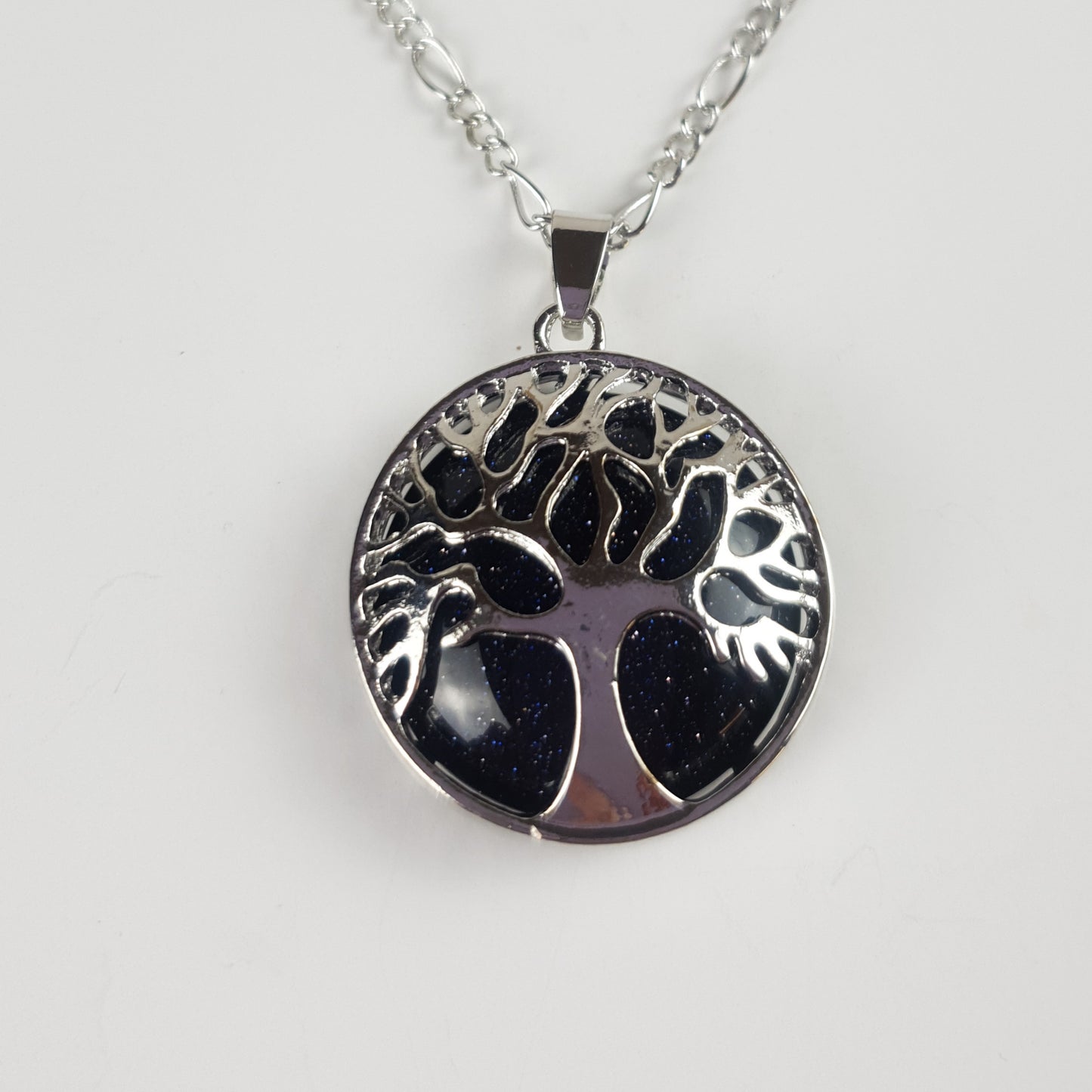 Silver Natural Stone Tree Of Life Necklace