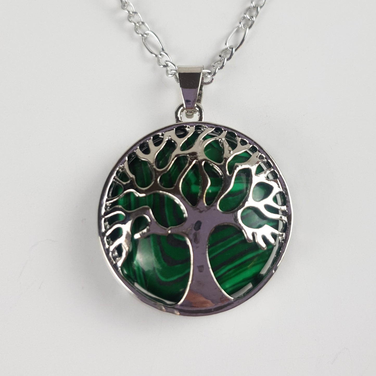 Silver Natural Stone Tree Of Life Necklace