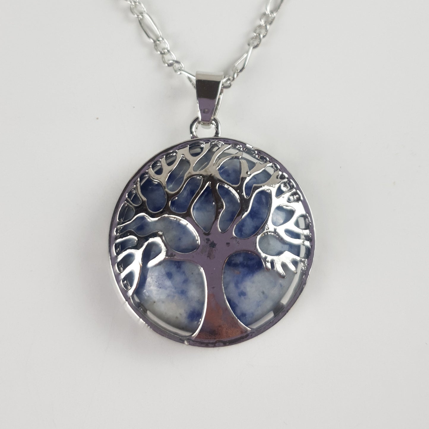 Silver Natural Stone Tree Of Life Necklace