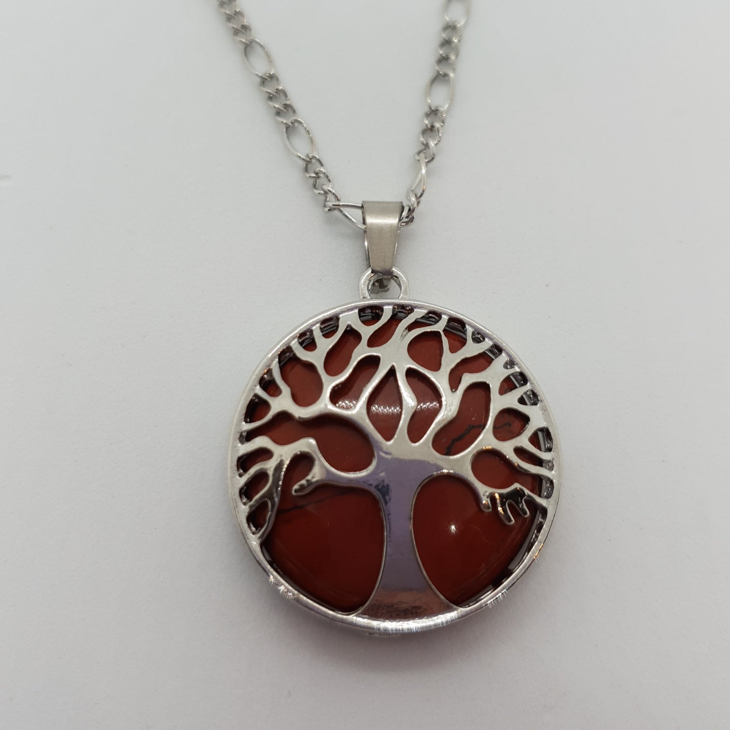 Silver Natural Stone Tree Of Life Necklace