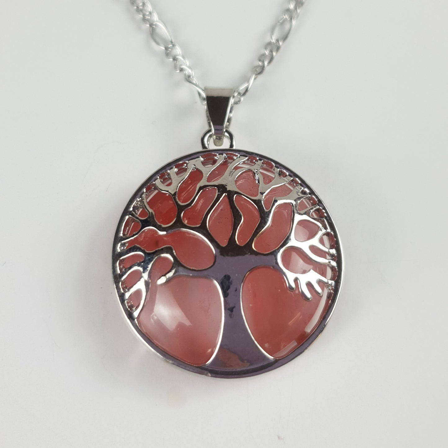 Silver Natural Stone Tree Of Life Necklace