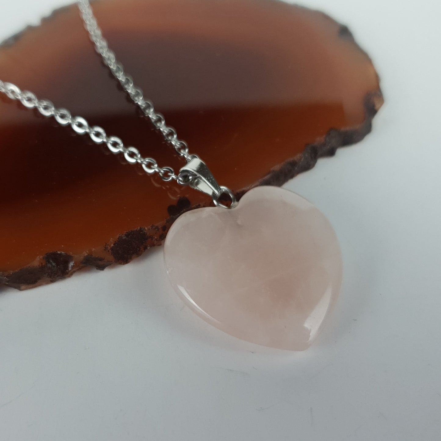 25mm Natural Heart Stone Pendant Necklace