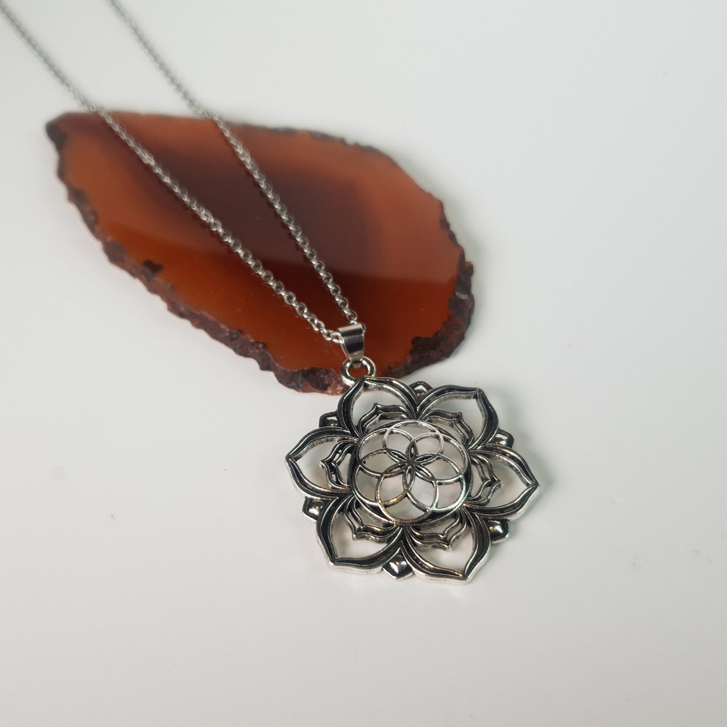 Flower Of Life Antique Silver Necklace