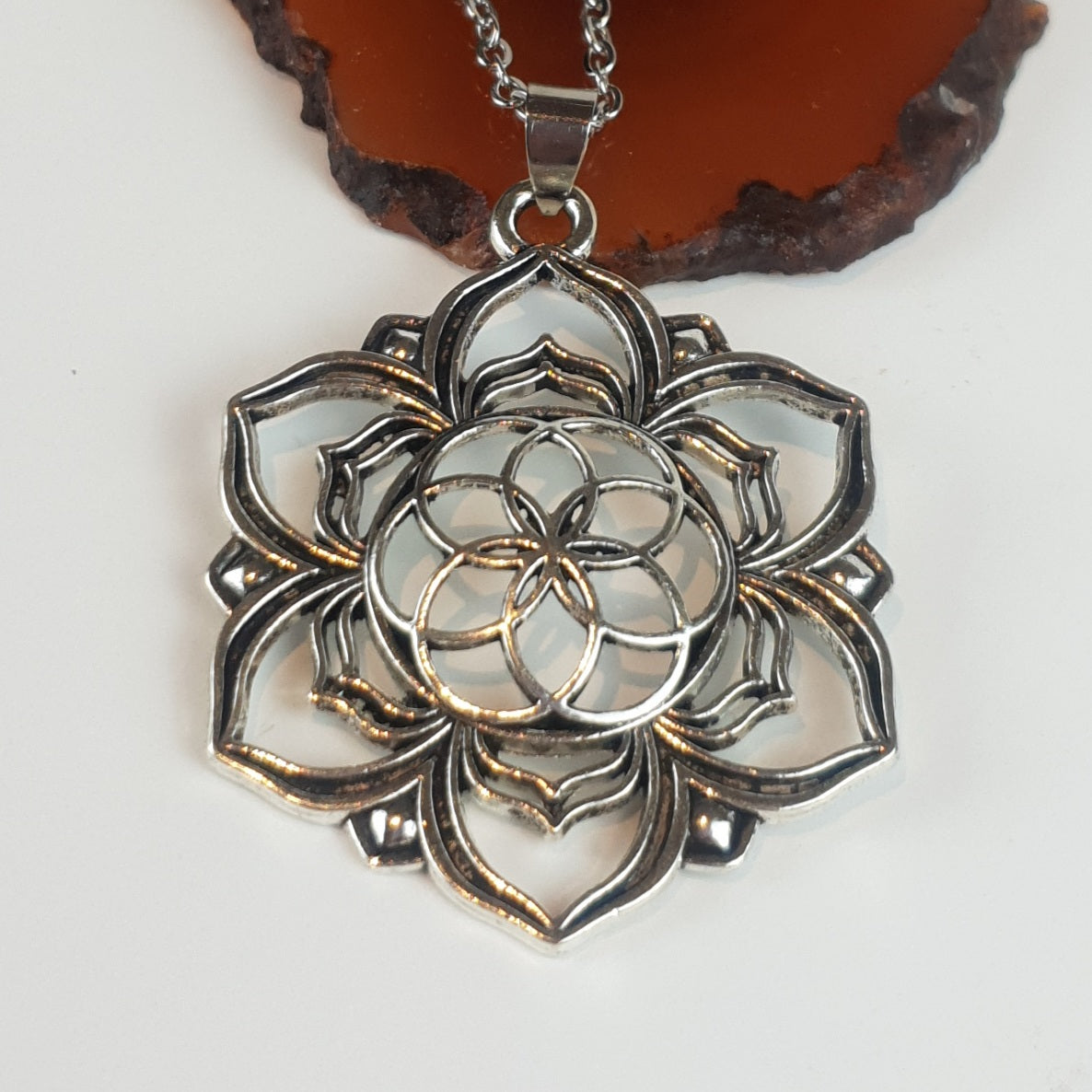 Flower Of Life Antique Silver Necklace