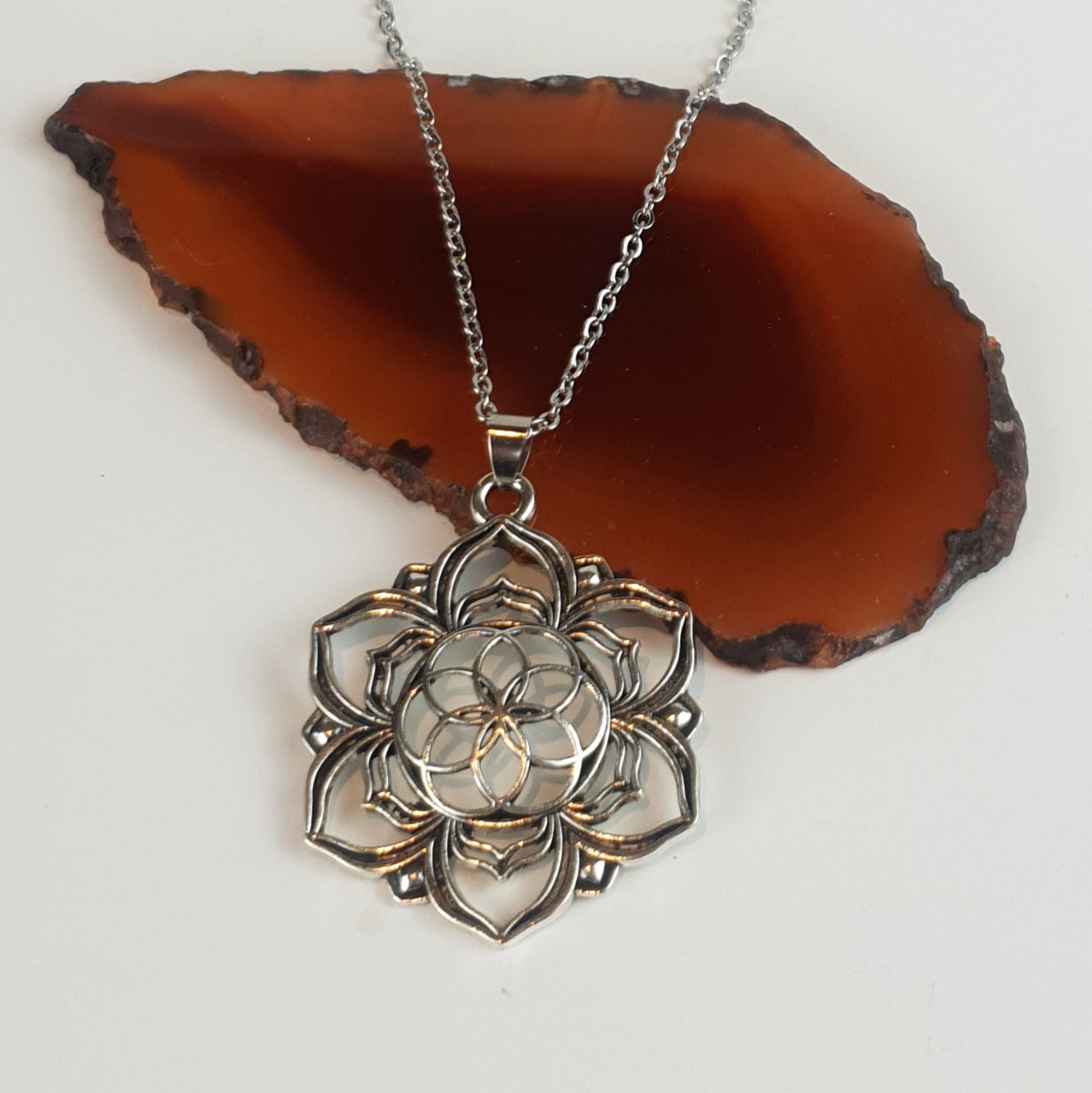 Flower Of Life Antique Silver Necklace