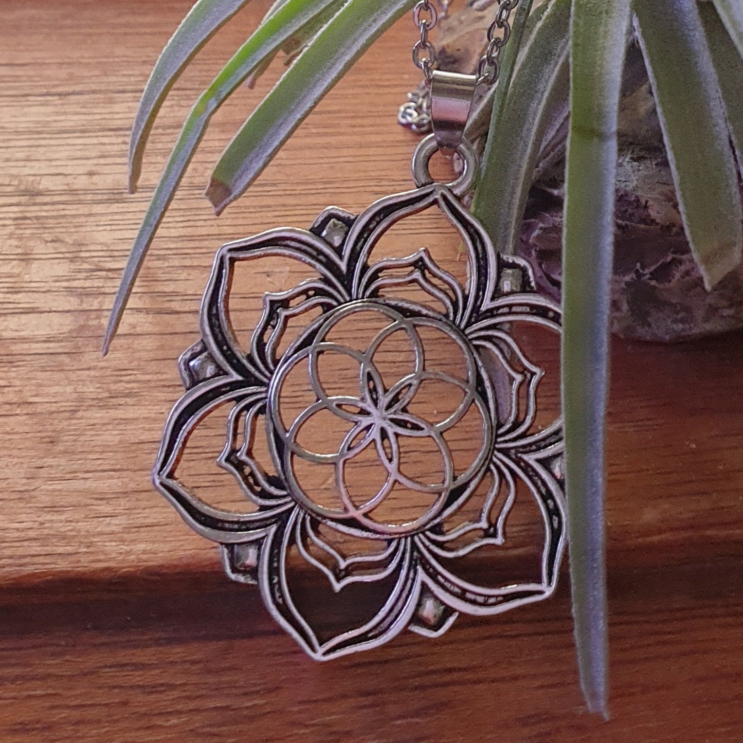 Flower Of Life Antique Silver Necklace