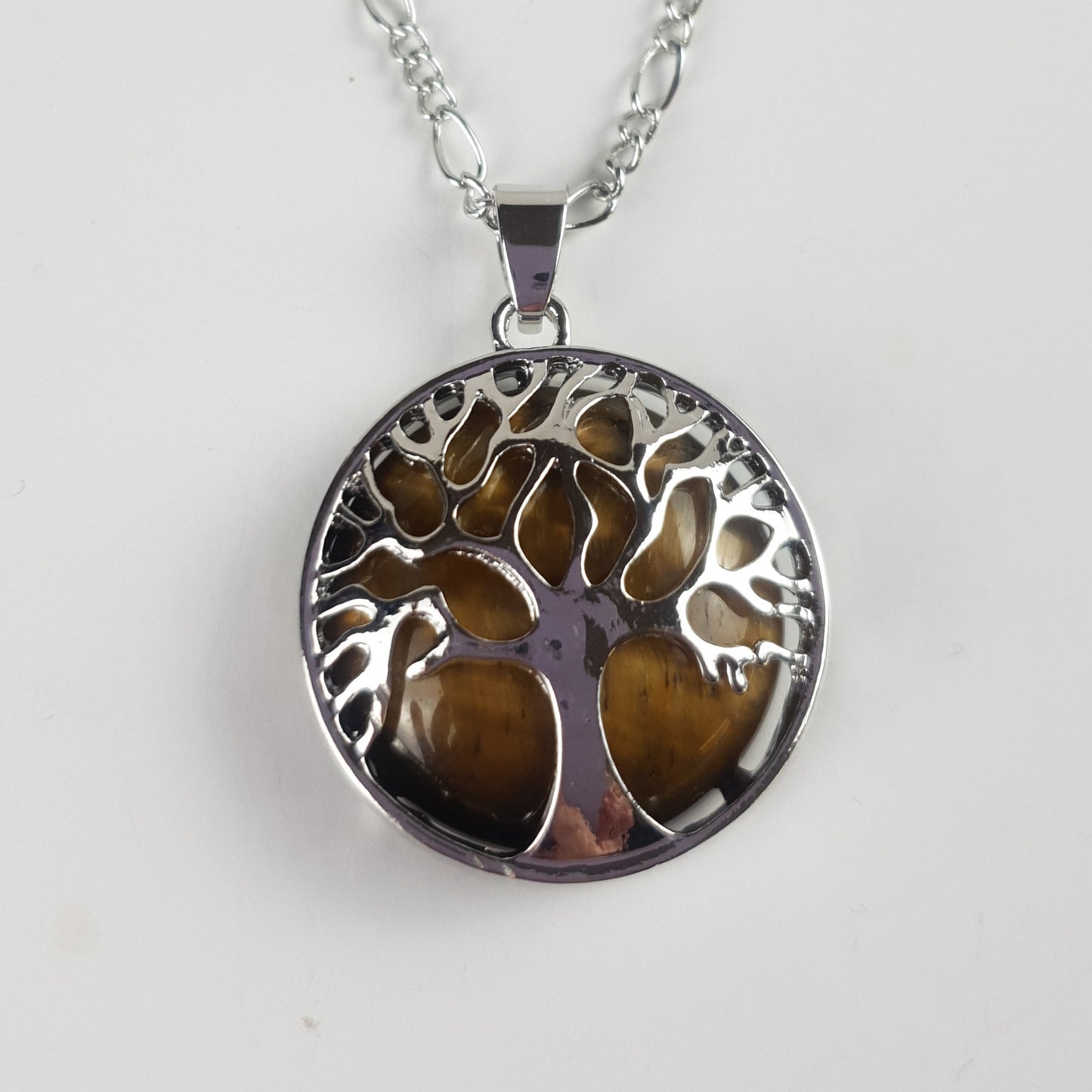 Silver Natural Stone Tree Of Life Necklace