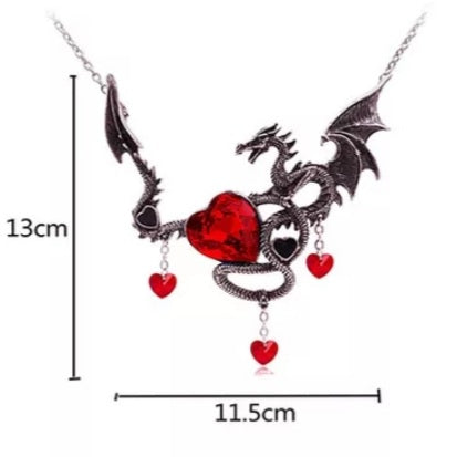 Gothic Dragon Heart Choker Necklace