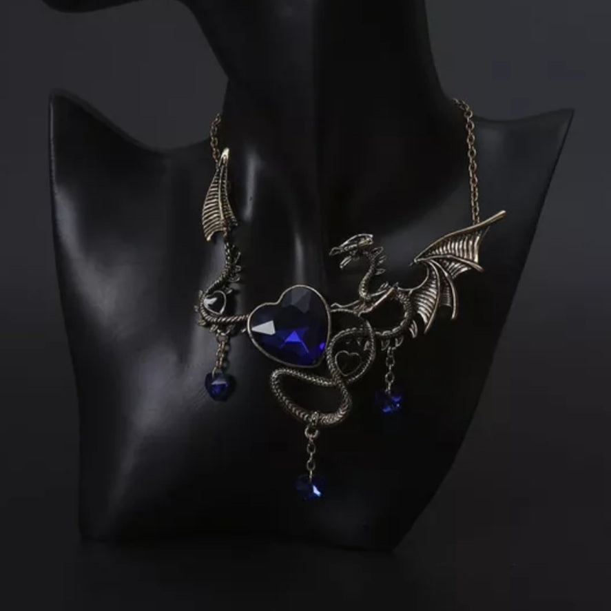 Gothic Dragon Heart Choker Necklace