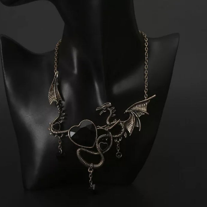 Gothic Dragon Heart Choker Necklace