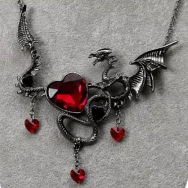 Gothic Dragon Heart Choker Necklace