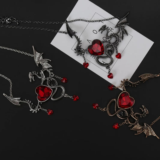 Gothic Dragon Heart Choker Necklace