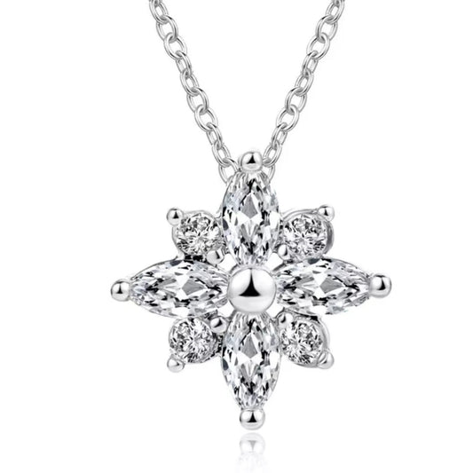 Gold Cubic Zirconia Flower Necklace