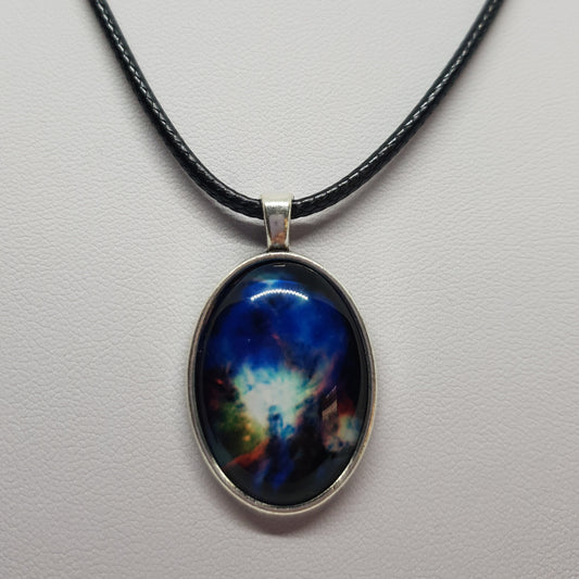 Silver Glass Dome Galaxy Necklace