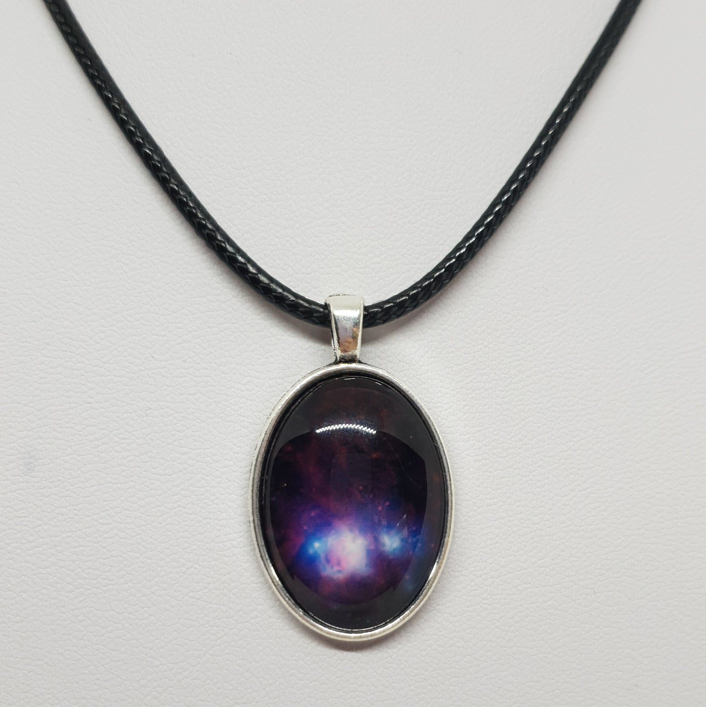 Silver Glass Dome Galaxy Necklace