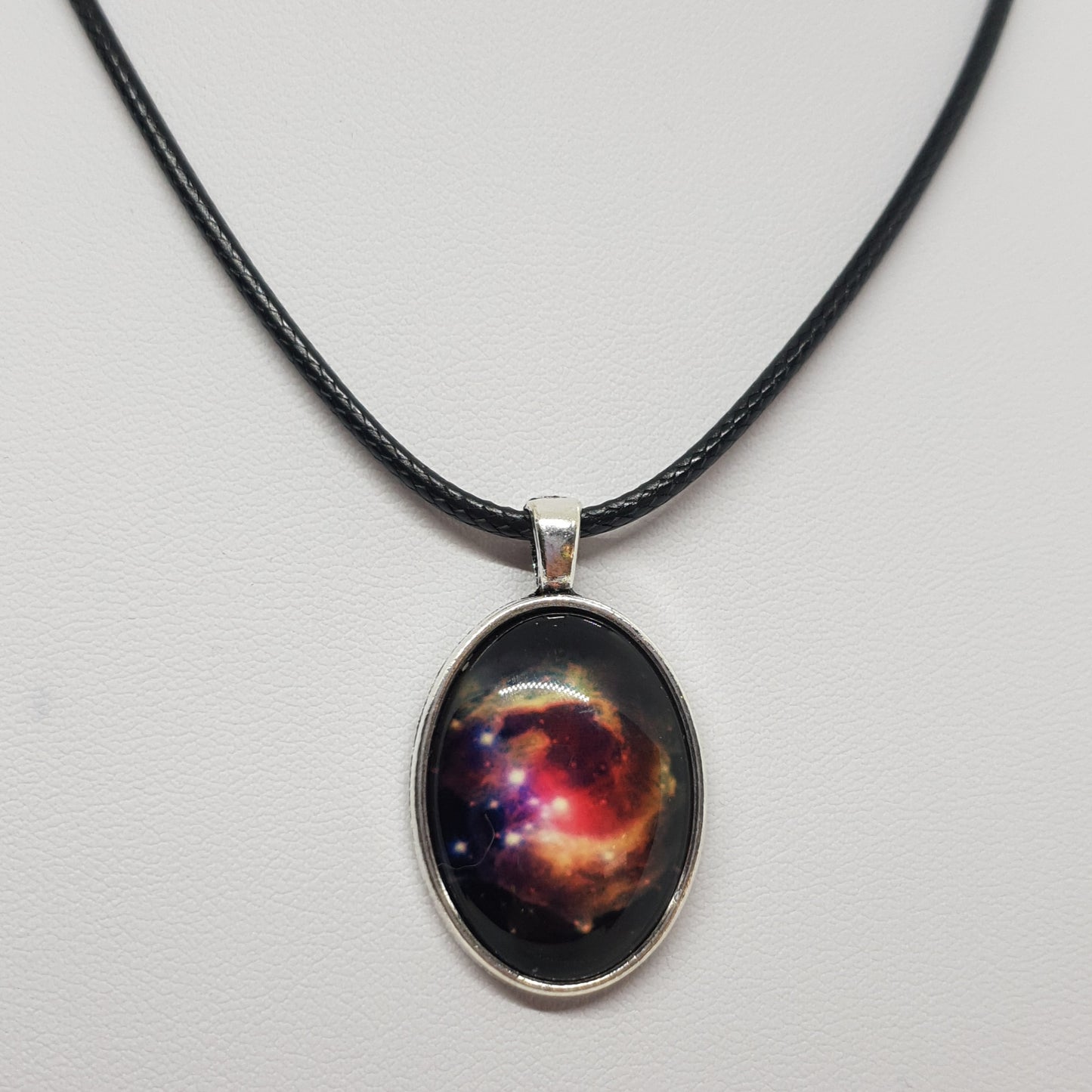 Silver Glass Dome Galaxy Necklace