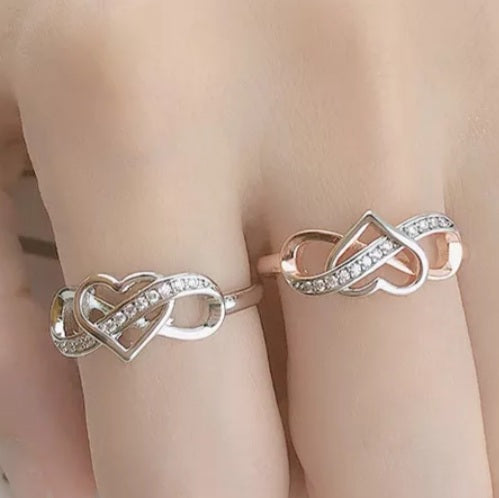 Romantic Heart Infinity Cubic Zirconia Ring