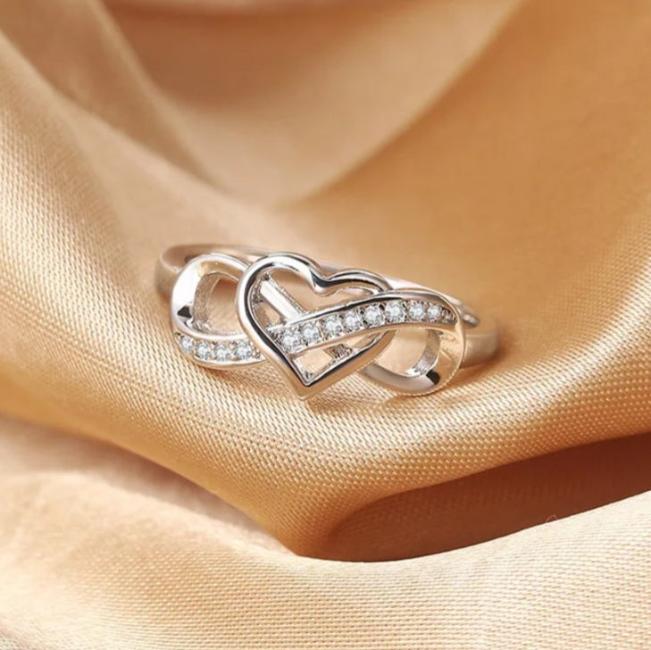 Romantic Heart Infinity Cubic Zirconia Ring