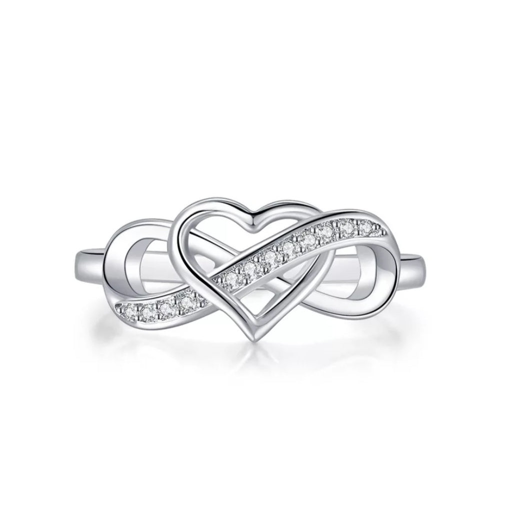 Romantic Heart Infinity Cubic Zirconia Ring