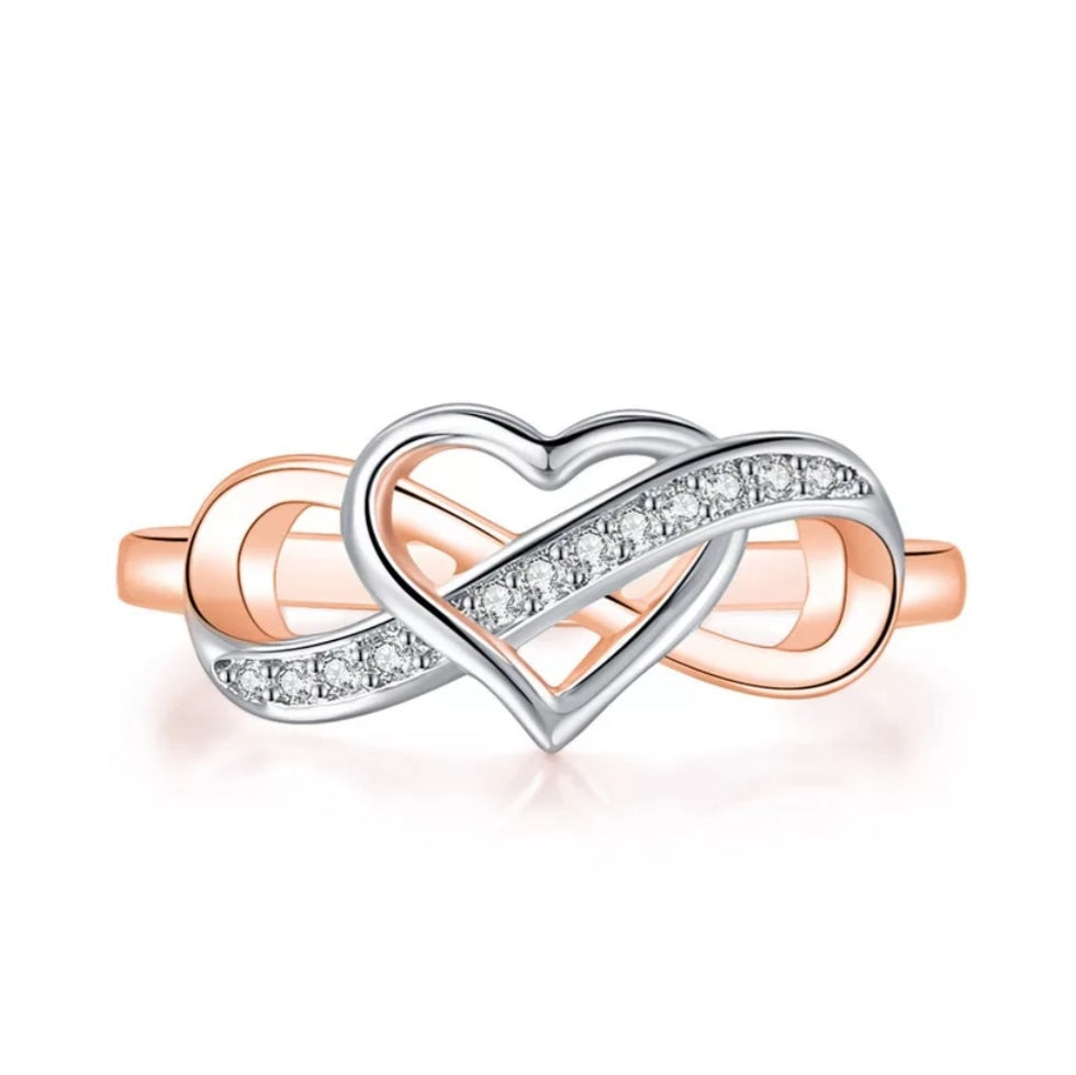 Romantic Heart Infinity Cubic Zirconia Ring