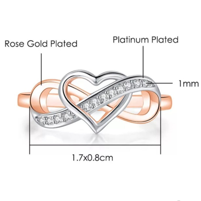 Romantic Heart Infinity Cubic Zirconia Ring