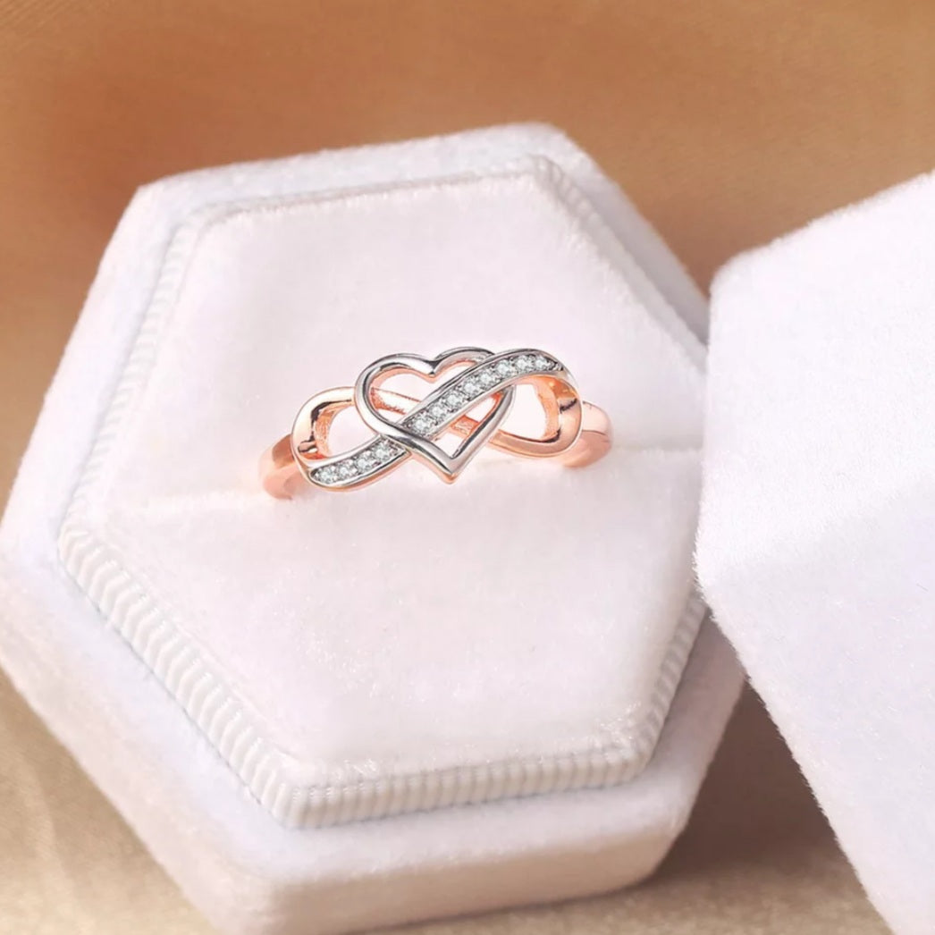 Romantic Heart Infinity Cubic Zirconia Ring