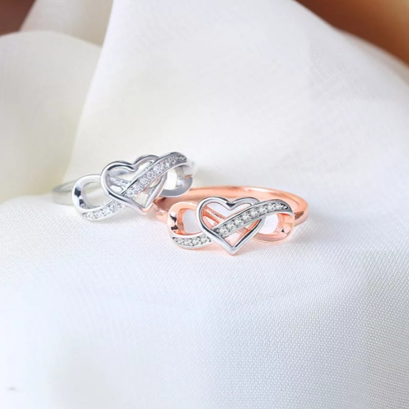 Romantic Heart Infinity Cubic Zirconia Ring