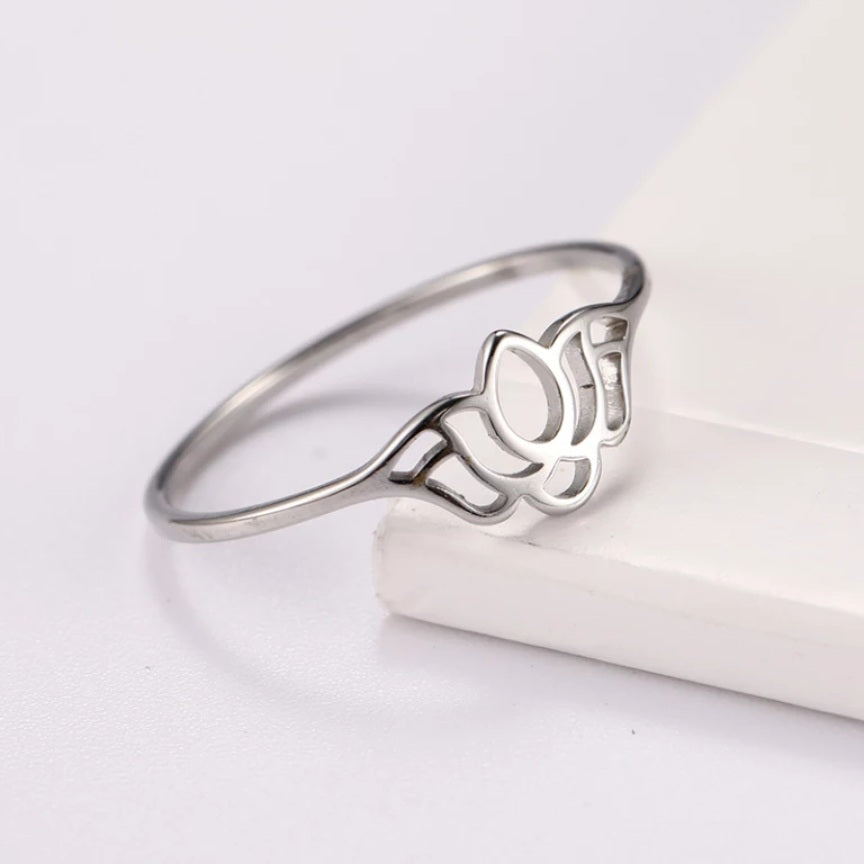 Stainless Steel Lotus Flower Ring