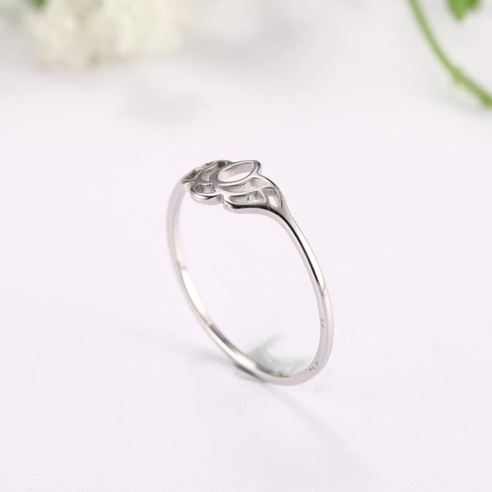 Stainless Steel Lotus Flower Ring