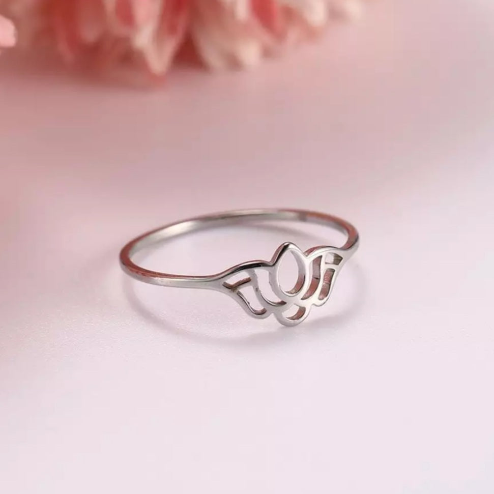 Stainless Steel Lotus Flower Ring