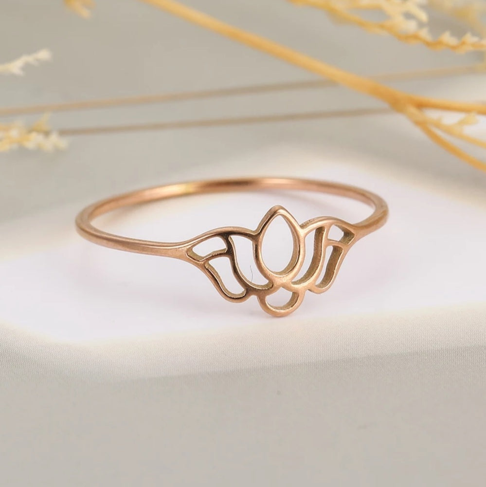 Stainless Steel Lotus Flower Ring