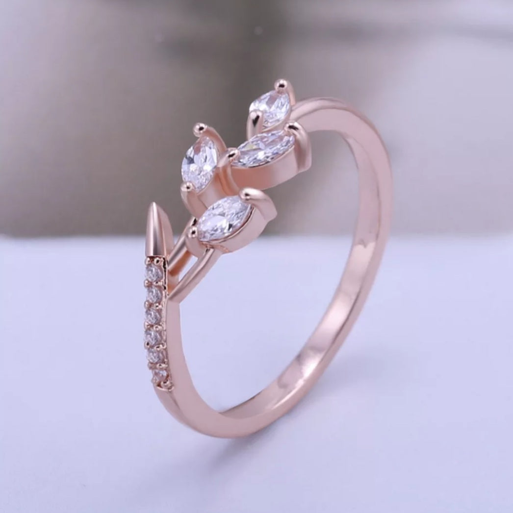 Rose Gold Floral Branch Ring