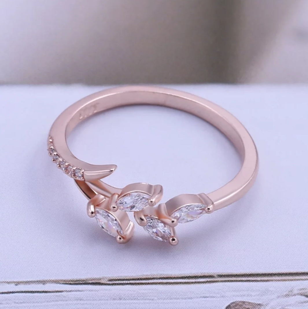 Rose Gold Floral Branch Ring