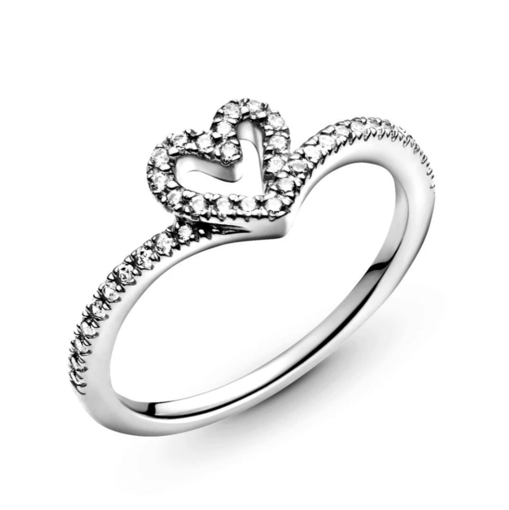 Scalloped Hollow Love Heart 2 Ring Set