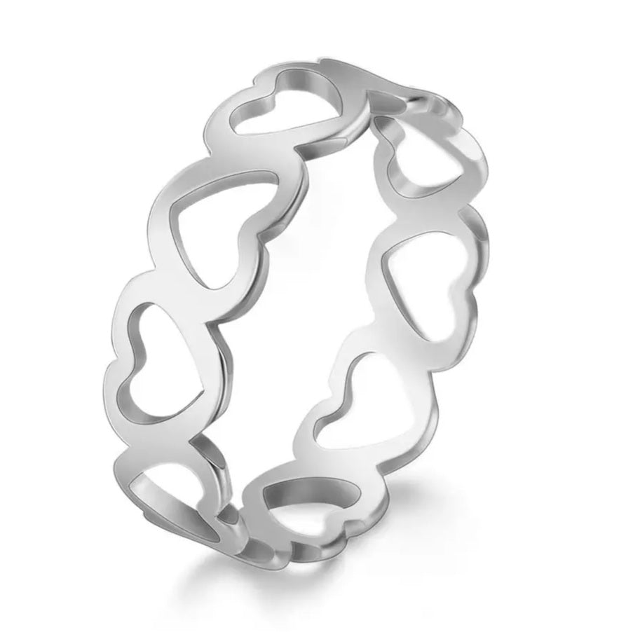 Stainless Steel Hollow Heart Ring